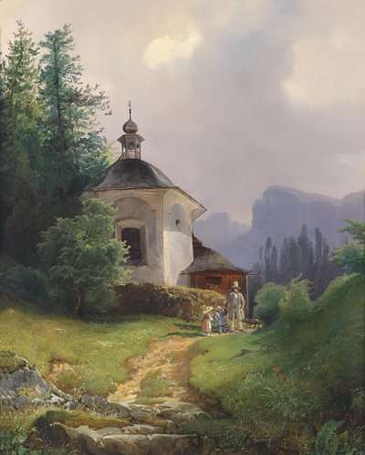 Chapel on Calvary Hill in the Lahn near Hailstadt (Hallstatt) by Joseph Holzer
